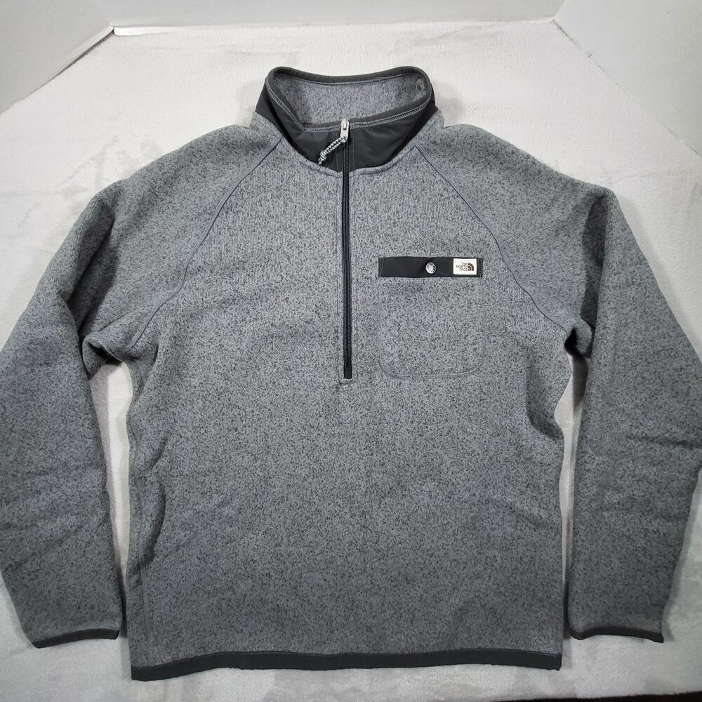 The North Face Gordon Lyons 1/4 Zip Mens L Gray Sweater Fleece Pullover Jacket